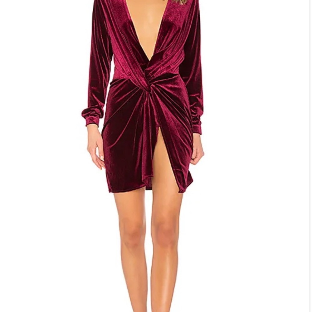 LIONESS Fame and Lust Velvet Dress in Wine